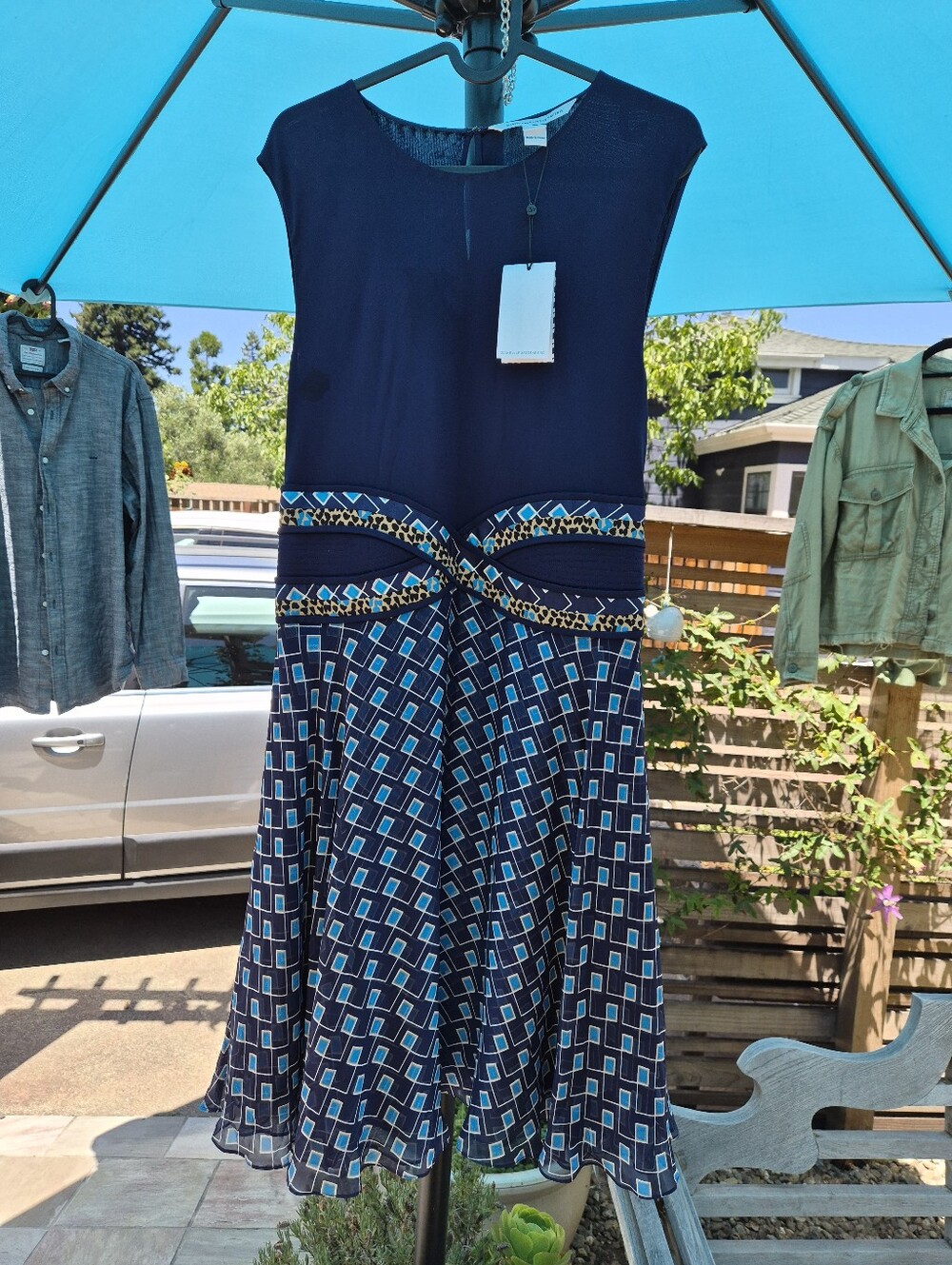 NWT Diane von Furstenberg Rosalie Silk Dress Size 10 Midnight Geo Print